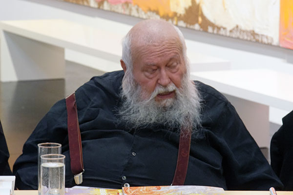 Hermann Nitsch beim Interview; Foto: Manfred Horak